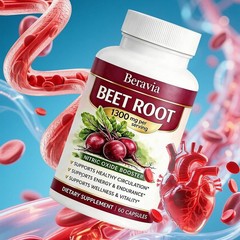 Beravia Beetroot Capsules 1300mg, Vegan, Non-GMO, And Gluten-Free – 60 Capsule1