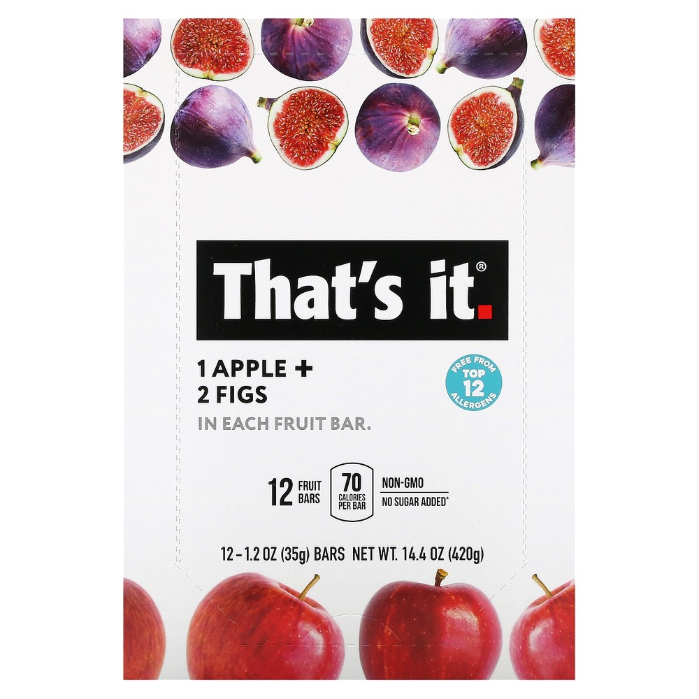 Fruit Bar, Apple + Figs, 12 Bars, 1.2 oz (35 g) Each