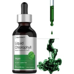 Liquid Chlorophyll Drops 2 oz, Non-GMO, Natural Peppermint Flavor, by Horbaach