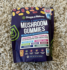 Drops of Nature Mushroom Gummies 80ct KSM-66 Ashwagandha Organic Vegan