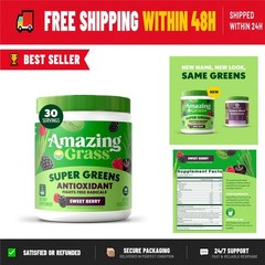 Amazing Grass Super Greens Powder Antioxidant Blend, 30 Servings