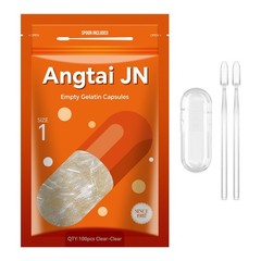 Angtai JN Capsules Size 1 Empty Gelatin Pill Gel 100 Count (Pack of 1), Clear