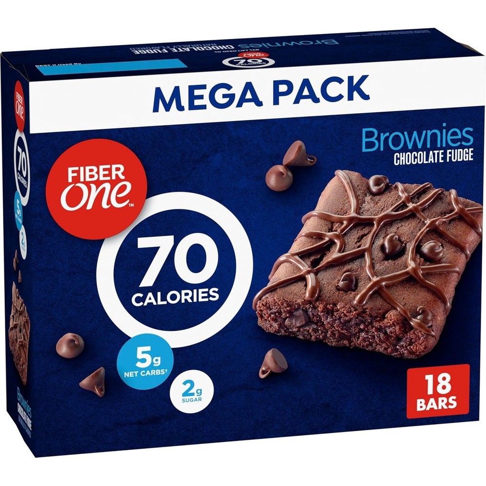 Mega Pack 70 Calorie Brownies – Guilt-Free Chocolate Fudge Snack Bars, 18 Count