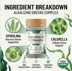 Organic Spirulina & Chlorella Capsules 240ct – 2 Pack – Superfood Detox Aid