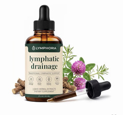 Lymphoria Lymphatic Drainage Liquid Drops Alcohol Free Vegan Non-GMO 2 fl oz