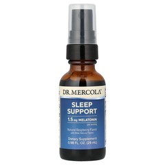 2 X Dr. Mercola, Sleep Support with Melatonin, Natural Raspberry, 0.98 fl oz (2