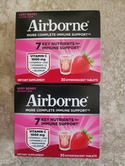 2 BOXES TOTAL 60 CT Airborne Very Berry Effervescent Tablets 30 ct x 2
