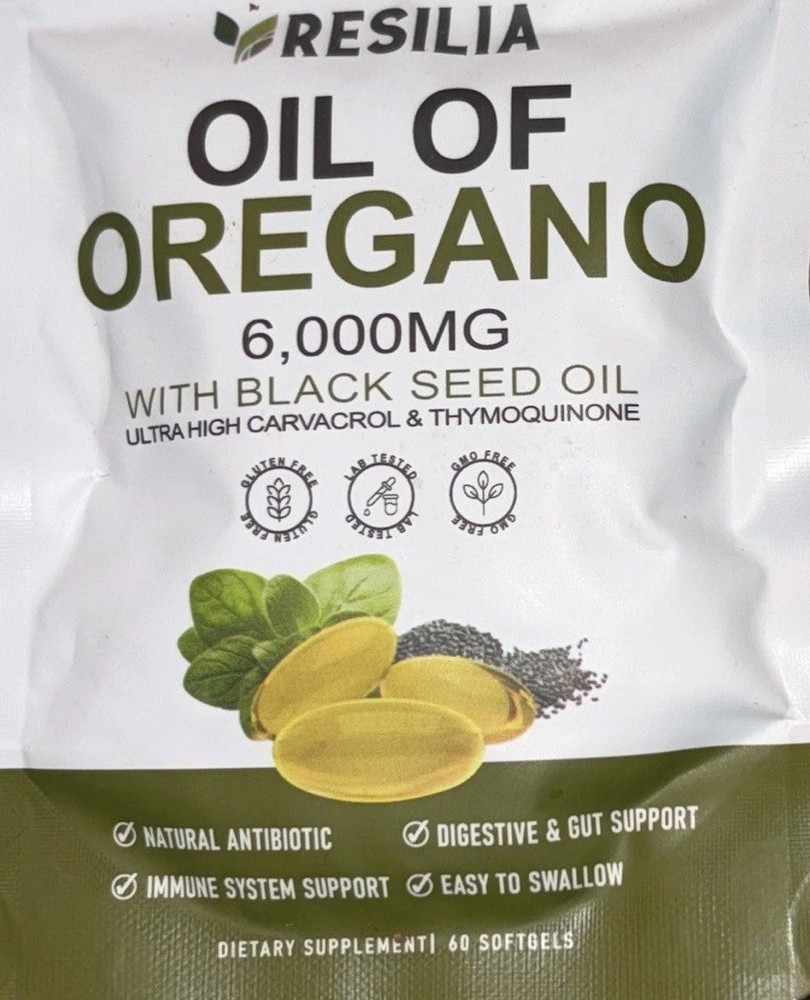 Resilia 6,000mg Oil of Oregano + Black Seed Oil 60 Softgels Immune Support