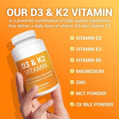 1/2/3 package Powerful Vitamin D3 K2 Capsules – Extra Strength D3 K2 Supplements