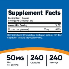 Nutricost Zinc Gluconate 240 Vegetarian Capsules (50mg), Gluten Free and Non-GMO