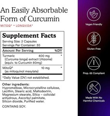 MitoQ Curcumin Advanced CoQ10 Antioxidant – 60 Caps Exp Date 04/2027