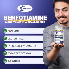 Benfotiamine 300mg 120 Veg Capsules Fat Soluble Thiamine Vitamin B1 NON-GMO
