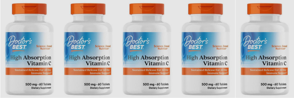 5X Doctor’s Best High Absorption Vitamin C 60 Tablets 500 Mg EXP 05/2026