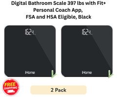Digital Battery Powered Bathroom Scale 397 lbs FSA and HSA Eligible, Black–2 Pk