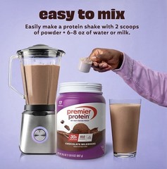 Premier Protein Whey Powder, Chocolate Milkshake, 24.5 oz Gluten-Free 1.53 pound