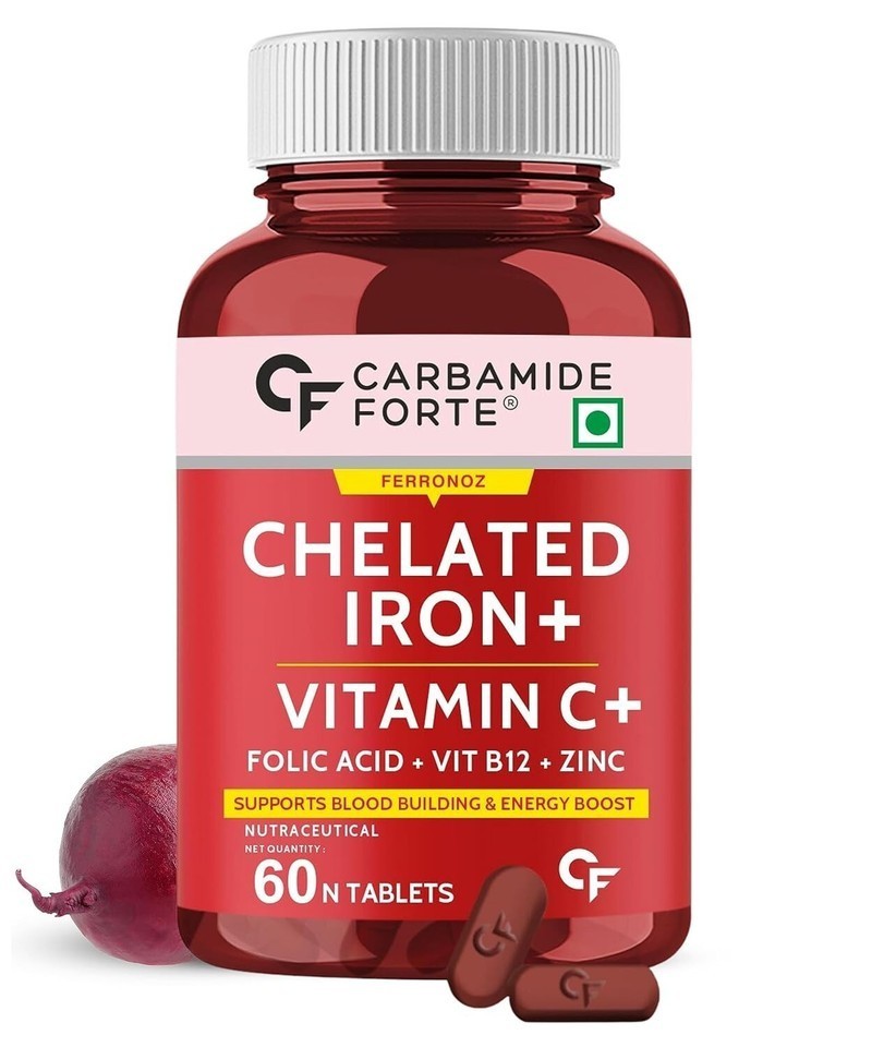 Carbamide Forte Chelated Iron + Vitamin C B12 Folic Acid & Zinc – 60 Veg Tablets