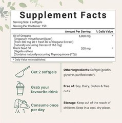 2 in 1 Oil of Oregano & Black Seed Softgels Count with Carvacrol,Immune Support