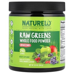 2 X NATURELO, Raw Greens Whole Food Powder, Unsweetened, 8.5 oz (240 g)