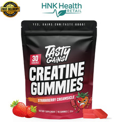TASTY GAINS Creatine Gummies 90g Creatine Monohydrate Strawberry – 90 Gummies
