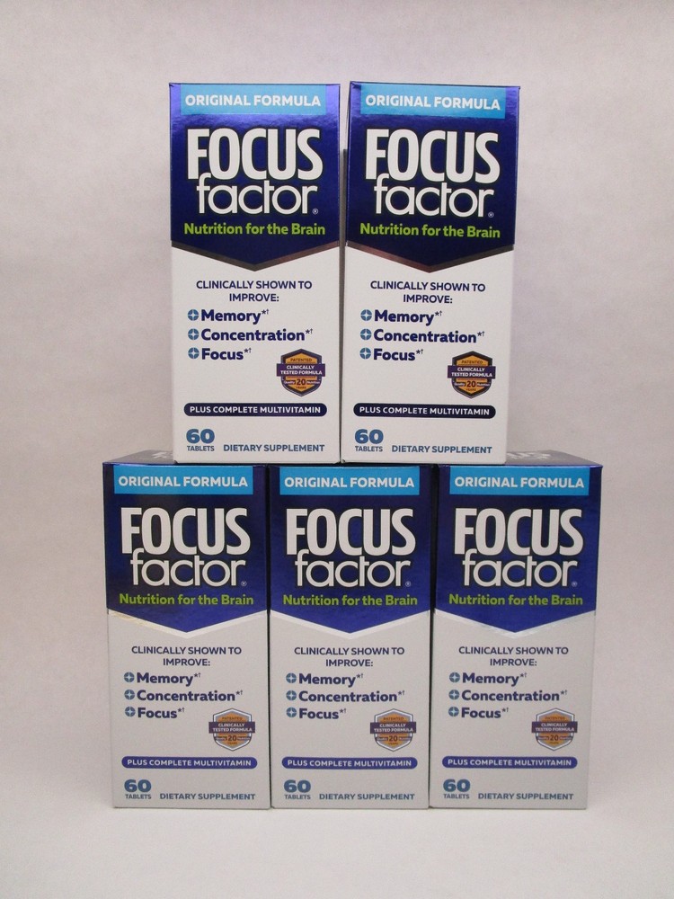 5 x Focus Factor Original Formula Multivitamin Brain Health 60 Count Bottle 2/28