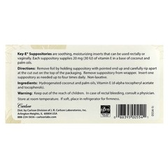 Carlson Labs Key E Suppositories 24 Soothing Inserts All-Natural