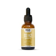Bella All Natural Organic Vitamin D3 K2 Liquid Drops MCT Oil Omega 50ml New