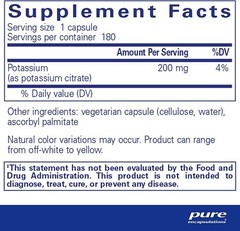 Pure Encapsulations Potassium Citrate 180 Capsules Supports Electrolyte Balance