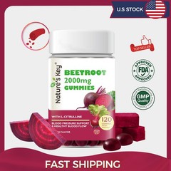 Nature’s Key 2000mg Beetroot Gummies– Heart Health, Blood Circulation Support