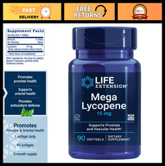 Mega Lycopene Softgels for Prostate & Arterial Health, Antioxidant Defense, Glut
