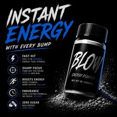 Blow Energy Powder – 400MG Caffeine – Instant Energy Pre Workout – Fast Shipping