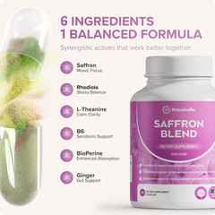 Rosabella Saffron Blend For Positive Mood & Stress Support Vegan Gluten-Free
