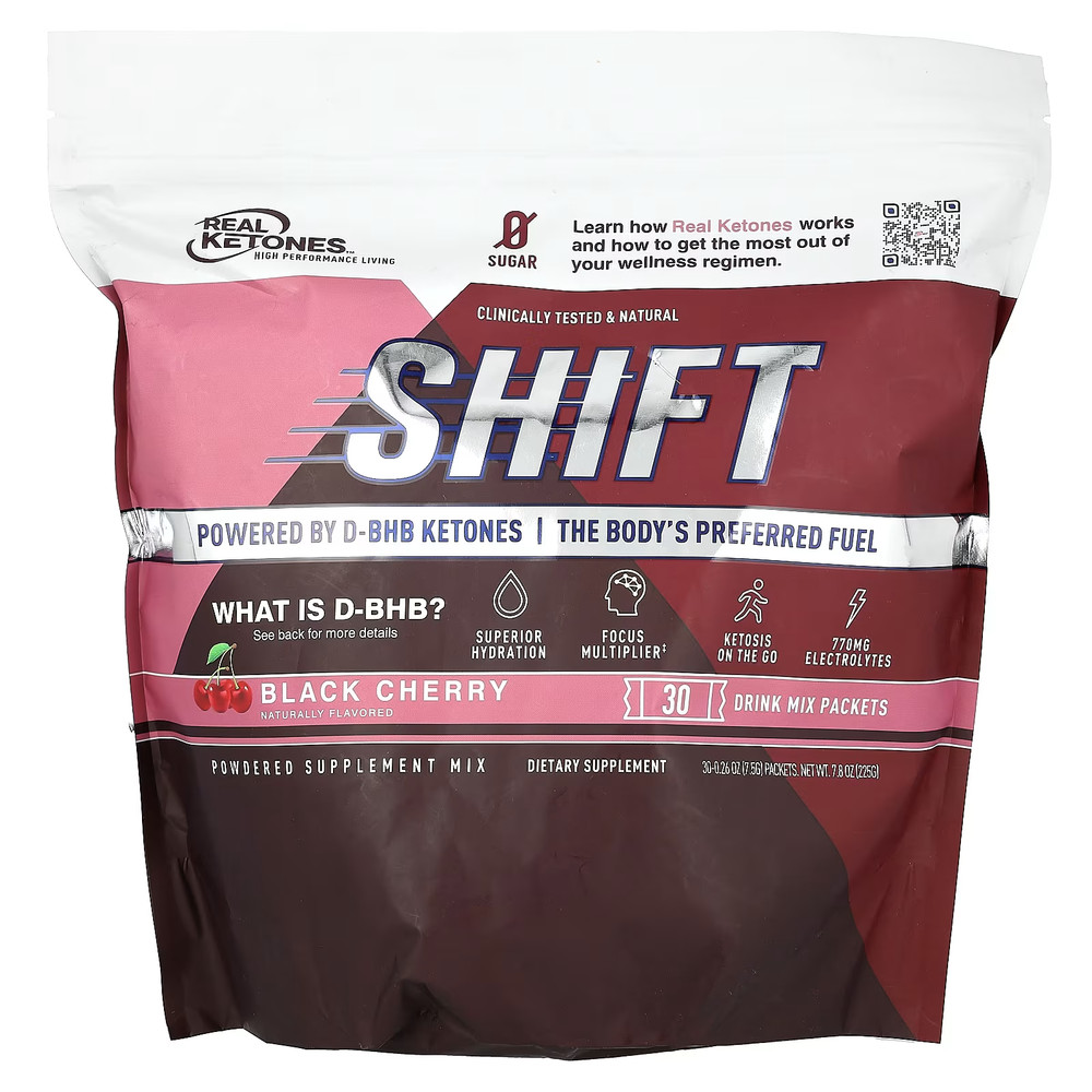Real Ketones, Shift,Black Cherry, 30 days supply Drink Mix Packets