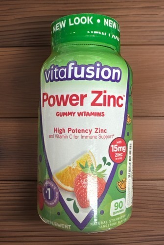 Vitafusion Power Zinc Adult Gummies Natural Strawberry Tangerine Flavor 90 Count