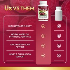 Beravia Beetroot Capsules 1300mg, Vegan, Non-GMO, And Gluten-Free – 60 Capsule1