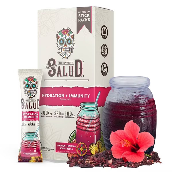 Salud Hydration + Immunity Hibiscus Electrolyte Drink – 6pk/0.21oz Packet Sticks