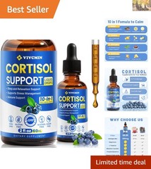 10-in-1 Cortisol Reducer with Ashwagandha – Mood & Sleep Support Drops, 2 Fl Oz