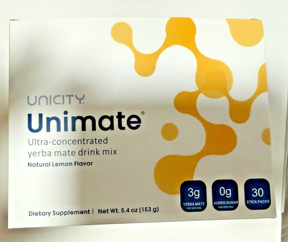 Unicity Unimate LEMON YERBA MATE 30 Packets/Sachets Exp 4/2027 NEW/SEALED!
