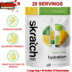 Vegan Electrolyte Drink Mix – Lemon Lime, Non-GMO, 20 Servings, Hydration&Energy