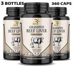Desiccated Beef Liver Capsules, 100% Grass Fed Undefatted (3 Pack) 360 Capsules