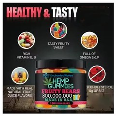 Hemp-Oil Gummies – Vegan – Pain, Sleep, Calm Anxiety Stress -Made in USA – 100ct