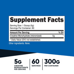 Creatine Monohydrate Powder Unflavored Micronized Creatine Monohydrate, 5G per S