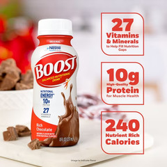 BOOST Original Balanced Nutritional Drink Protein Shakes, Rich Chocolate, 8 floz
