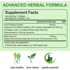 2 in 1 Oil of Oregano & Black Seed Softgels Count with Carvacrol,Immune Support