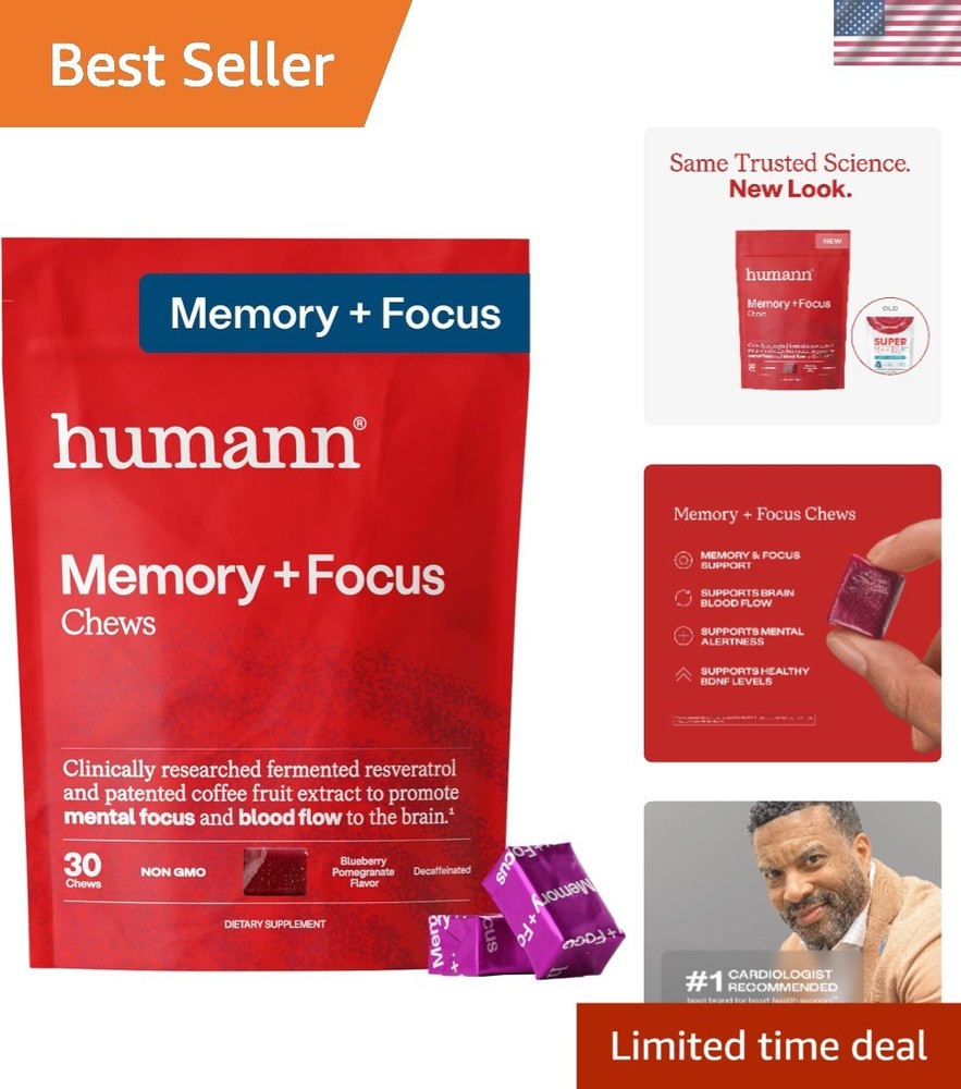Memory Focus Chews – Brain Supplement with Beet Root & Resveratrol, 30 Count