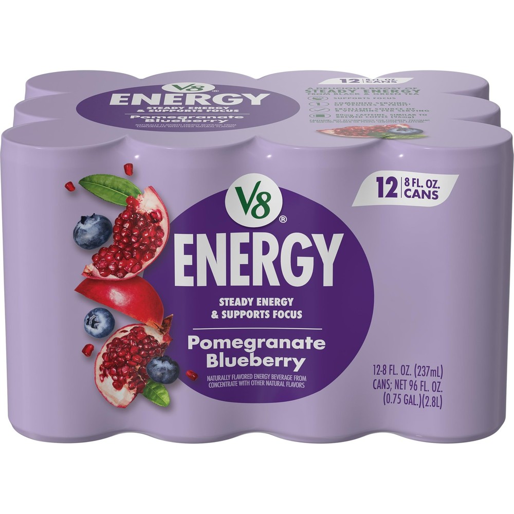 V8 Energy Pomegranate Blueberry Energy Drink 8 fl oz Can 12 Pack