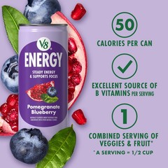 V8 Energy Pomegranate Blueberry Energy Drink 8 fl oz Can 12 Pack