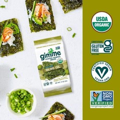 Gimme Organic Roasted Seaweed Snack, EVOO, 6Ct, Keto, Vegan, GF, Omega-3, Iodine
