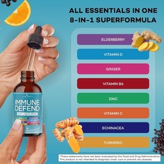 Immune Support Liquid Supplement Elderberry Turmeric Curcumin Echinacea Zinc
