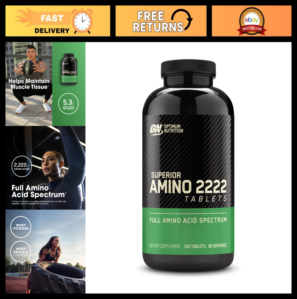 Essential Amino Acids Tablets, Complete EAAs, 160 Count, Superior Amino Formula