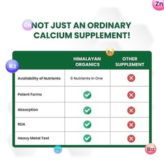 Himalayan Organics Calcium Magnesium Zinc Vitamin D3 & B12 & K – 120 Veg Tabs